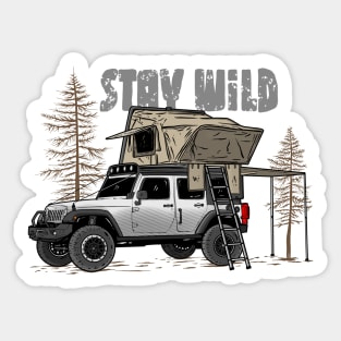 Stay Wild Jeep Camp - Adventure white Jeep Camp Stay Wild for Outdoor Jeep enthusiasts Sticker